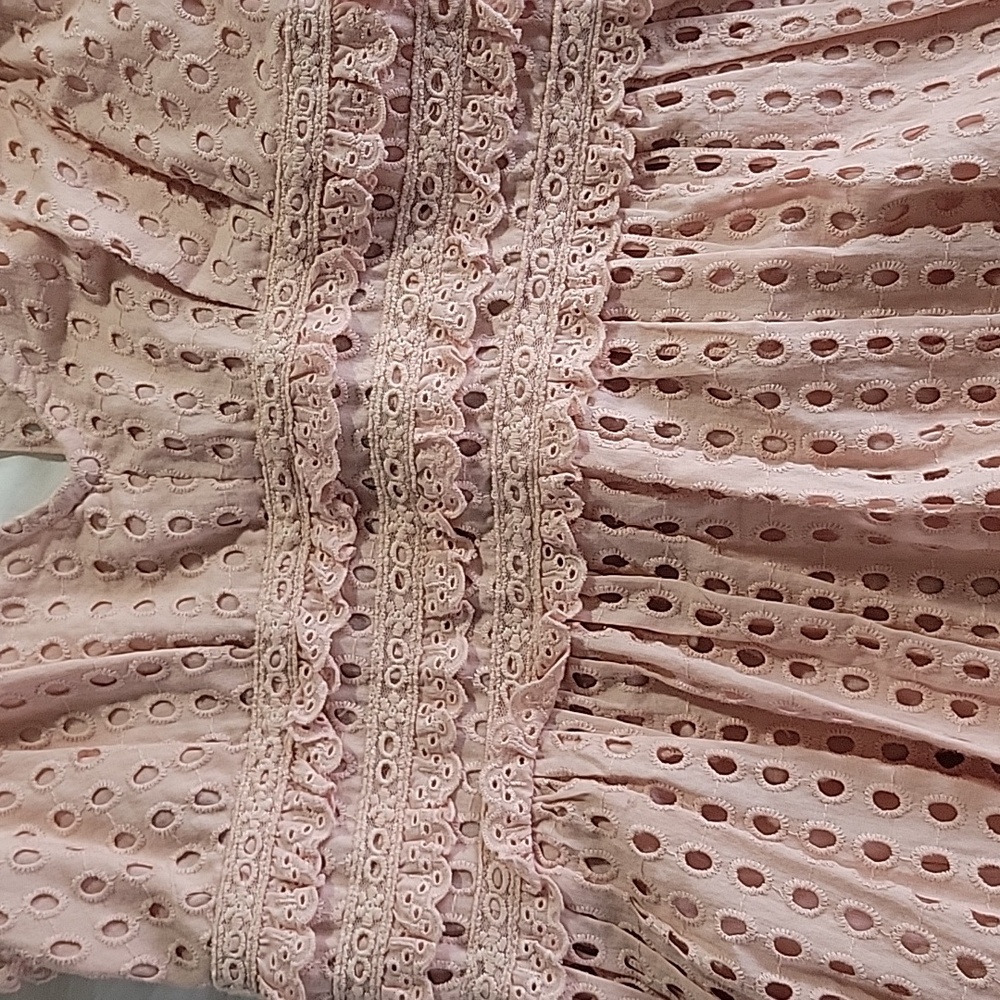 TOPSHOP ANGLAISE BRODERIE LACE HALTER TOP DRESS  4 BLUSH PINK - Picture 8 of 15
